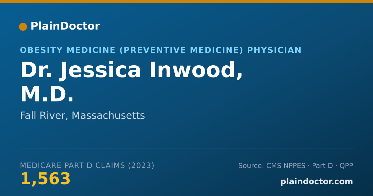 Shareable card for Jessica Inwood, M.D. - Obesity Medicine (Preventive Medicine) Physician, Fall River, MA