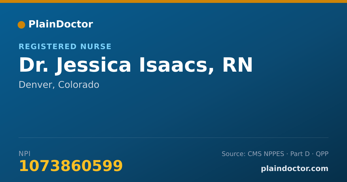 Shareable card for Jessica Isaacs, RN - Registered Nurse, Denver, CO