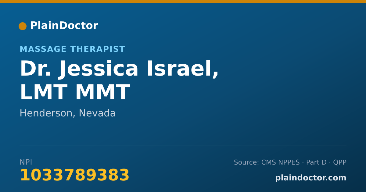 Shareable card for Jessica Israel, LMT MMT - Massage Therapist, Henderson, NV
