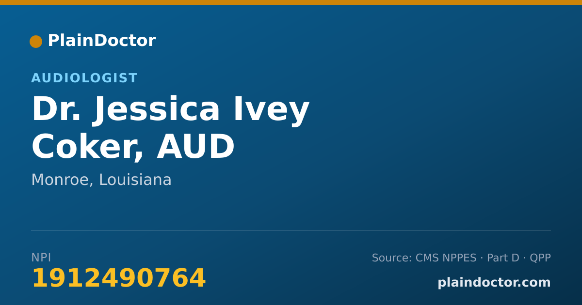 Shareable card for Jessica Ivey Coker, AUD - Audiologist, Monroe, LA