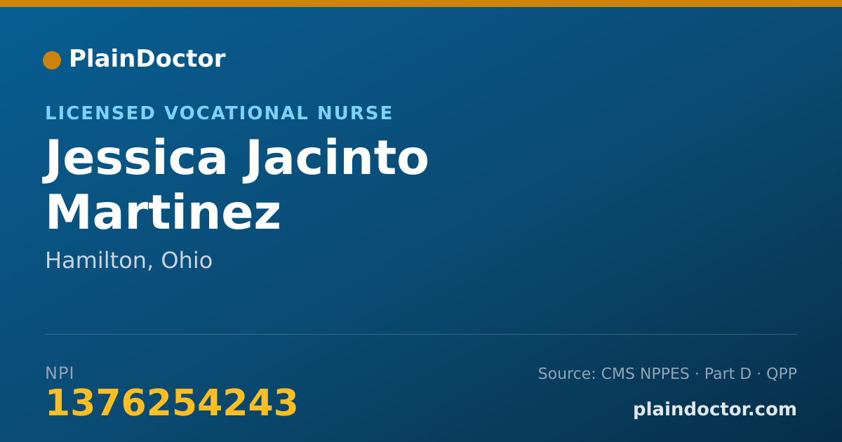Shareable card for Jessica Jacinto Martinez - Licensed Vocational Nurse, Hamilton, OH