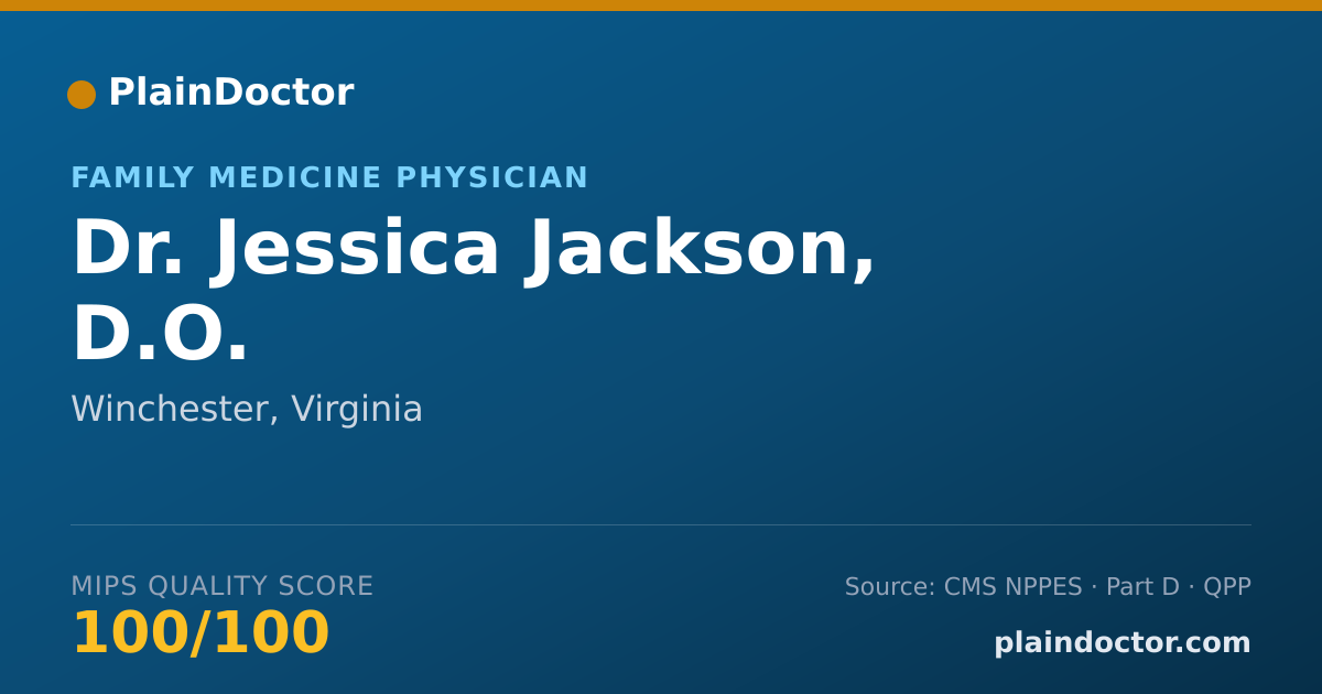 Shareable card for Jessica Jackson, D.O. - Family Medicine Physician, Winchester, VA
