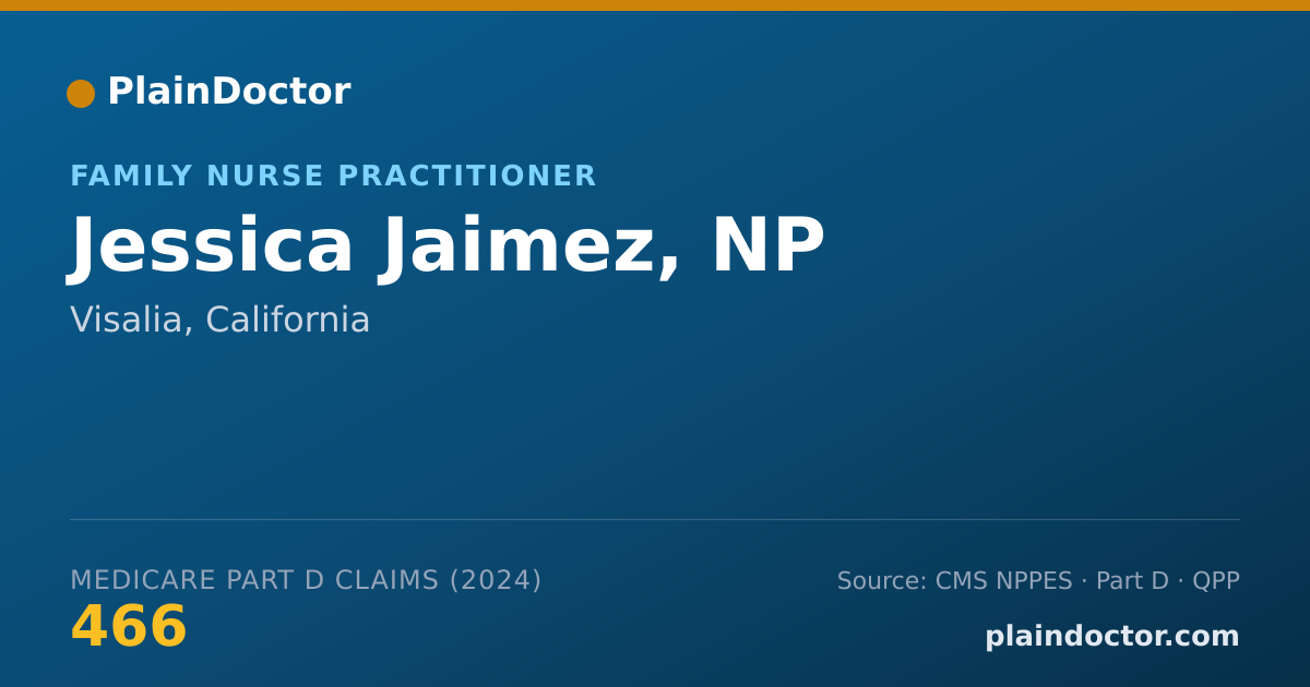 Shareable card for Jessica Jaimez, NP - Family Nurse Practitioner, Visalia, CA