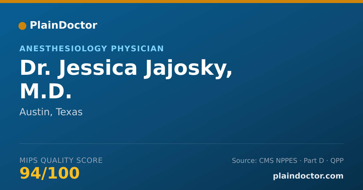 Shareable card for Jessica Jajosky, M.D. - Anesthesiology Physician, Austin, TX