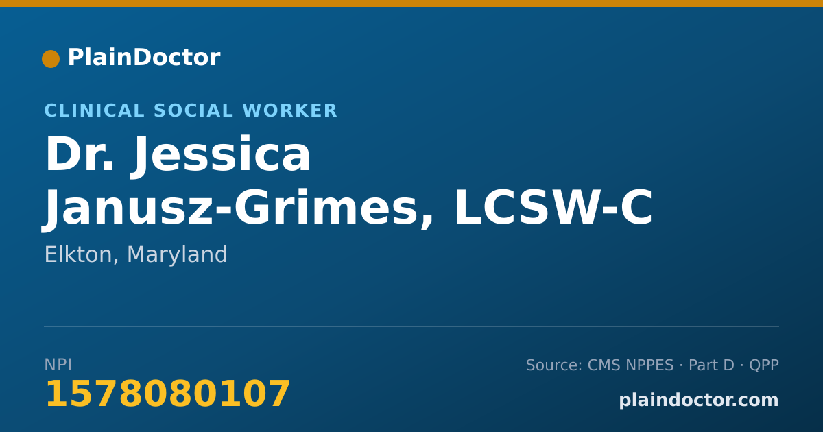Shareable card for Jessica Janusz-Grimes, LCSW-C - Clinical Social Worker, Elkton, MD