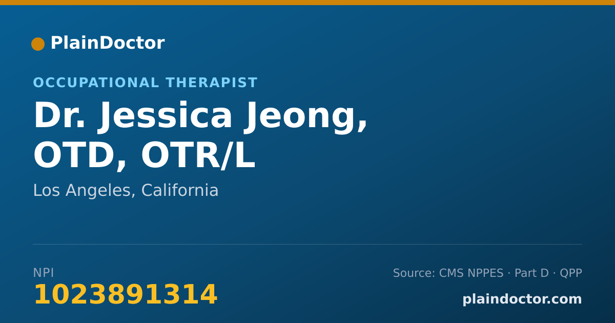 Shareable card for Jessica Jeong, OTD, OTR/L - Occupational Therapist, Los Angeles, CA