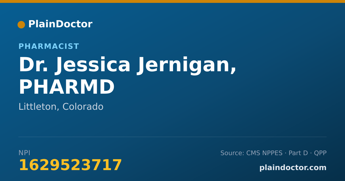 Shareable card for Jessica Jernigan, PHARMD - Pharmacist, Littleton, CO