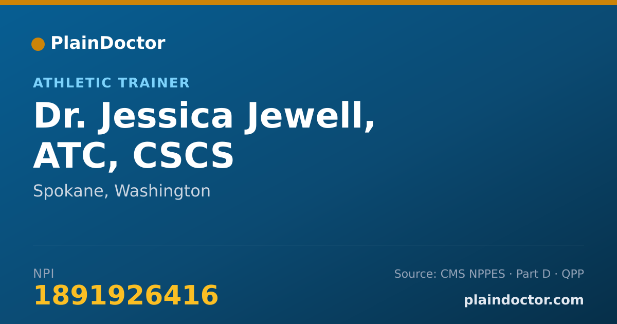 Shareable card for Jessica Jewell, ATC, CSCS - Athletic Trainer, Spokane, WA