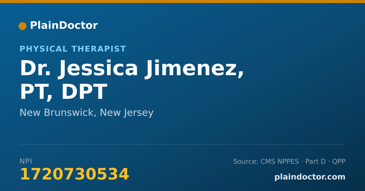 Shareable card for Jessica Jimenez, PT, DPT - Physical Therapist, New Brunswick, NJ