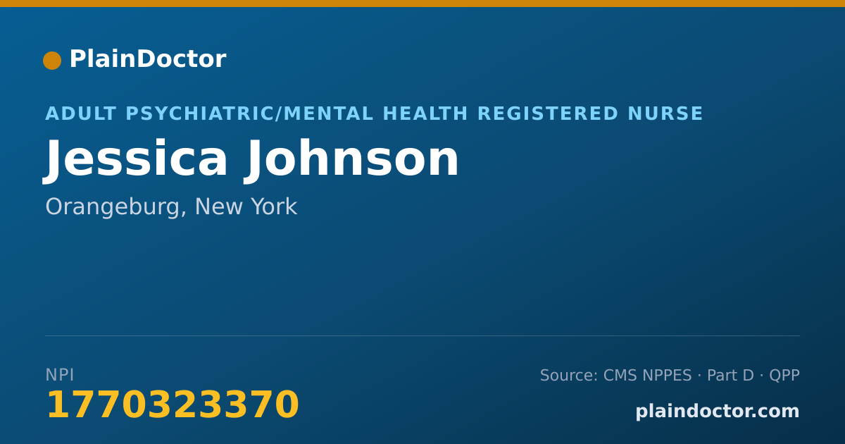 Shareable card for Jessica Johnson - Adult Psychiatric/Mental Health Registered Nurse, Orangeburg, NY