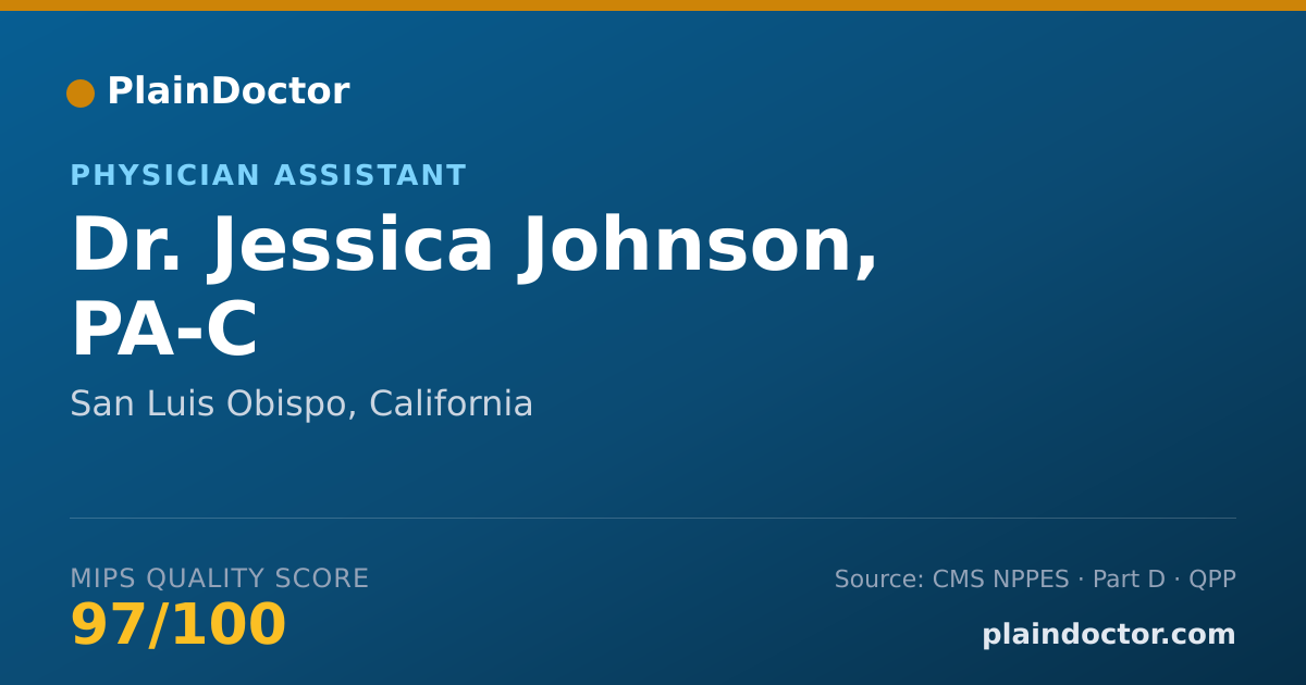 Shareable card for Jessica Johnson, PA-C - Physician Assistant, San Luis Obispo, CA