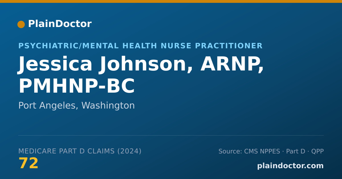 Shareable card for Jessica Johnson, ARNP, PMHNP-BC - Psychiatric/Mental Health Nurse Practitioner, Port Angeles, WA