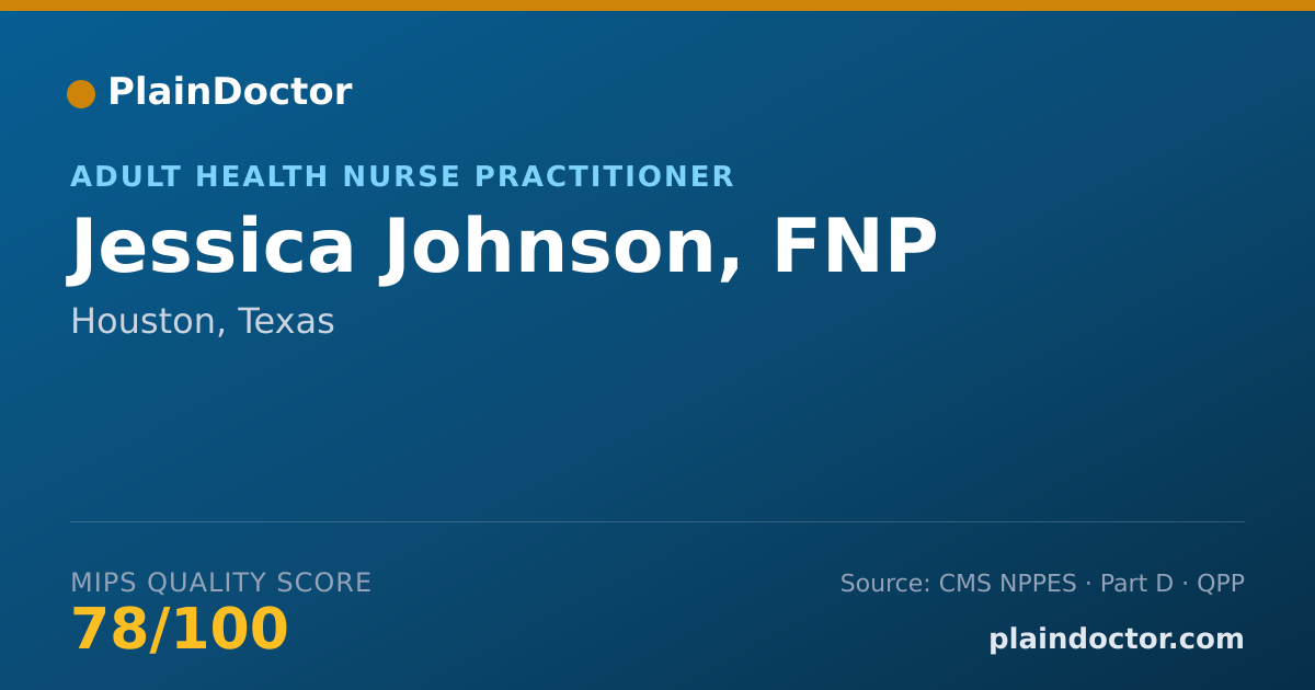 Shareable card for Jessica Johnson, FNP - Adult Health Nurse Practitioner, Houston, TX