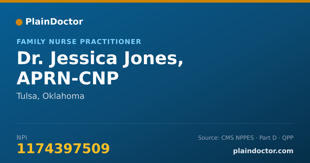 Shareable card for Jessica Jones, APRN-CNP - Family Nurse Practitioner, Tulsa, OK