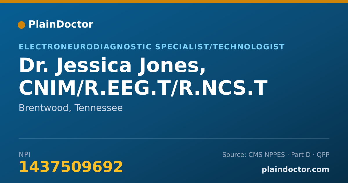 Shareable card for Jessica Jones, CNIM/R.EEG.T/R.NCS.T - Electroneurodiagnostic Specialist/Technologist, Brentwood, TN