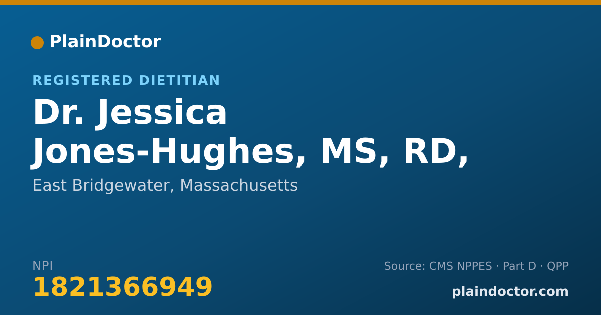Shareable card for Jessica Jones-Hughes, MS, RD, LDN - Registered Dietitian, East Bridgewater, MA