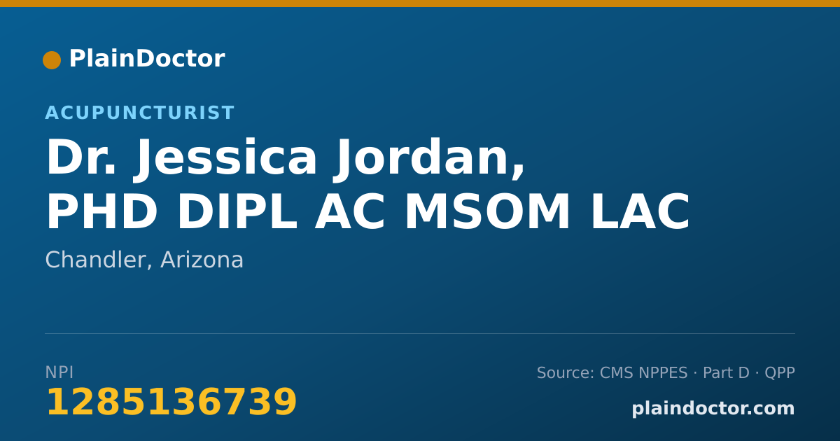 Shareable card for Jessica Jordan, PHD DIPL AC MSOM LAC - Acupuncturist, Chandler, AZ
