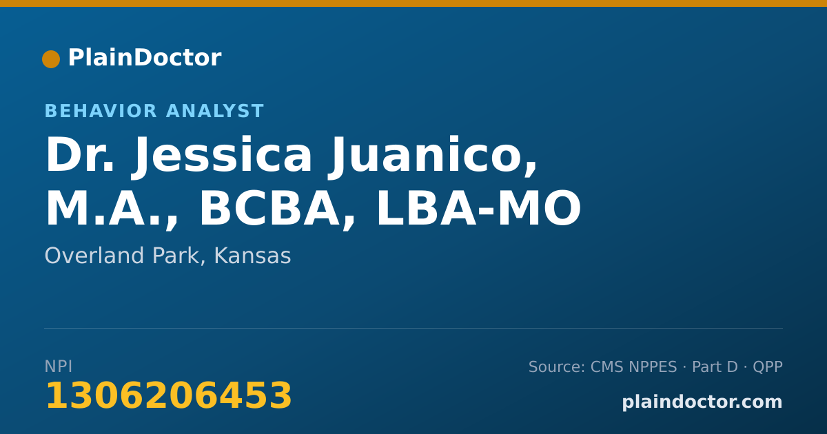 Shareable card for Jessica Juanico, M.A., BCBA, LBA-MO - Behavior Analyst, Overland Park, KS
