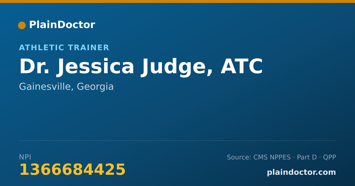 Shareable card for Jessica Judge, ATC - Athletic Trainer, Gainesville, GA