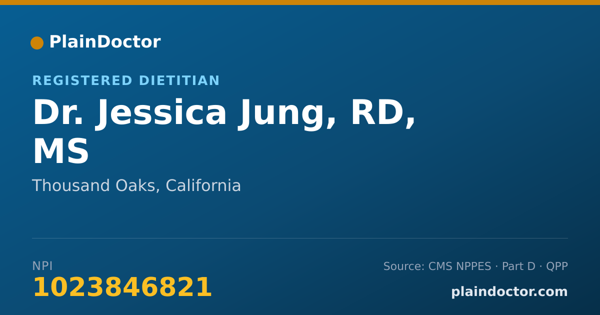 Shareable card for Jessica Jung, RD, MS - Registered Dietitian, Thousand Oaks, CA