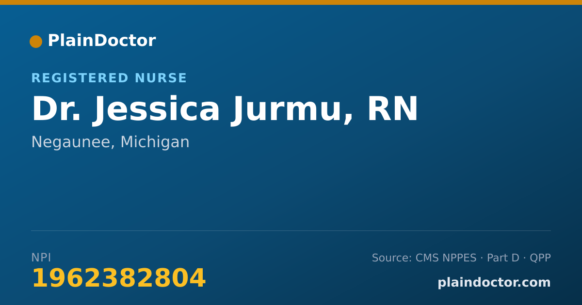 Shareable card for Jessica Jurmu, RN - Registered Nurse, Negaunee, MI