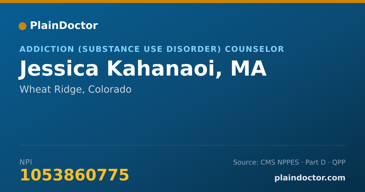 Shareable card for Jessica Kahanaoi, MA - Addiction (Substance Use Disorder) Counselor, Wheat Ridge, CO