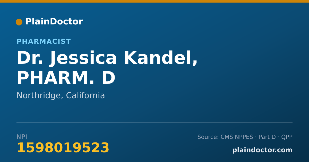 Shareable card for Jessica Kandel, PHARM. D - Pharmacist, Northridge, CA