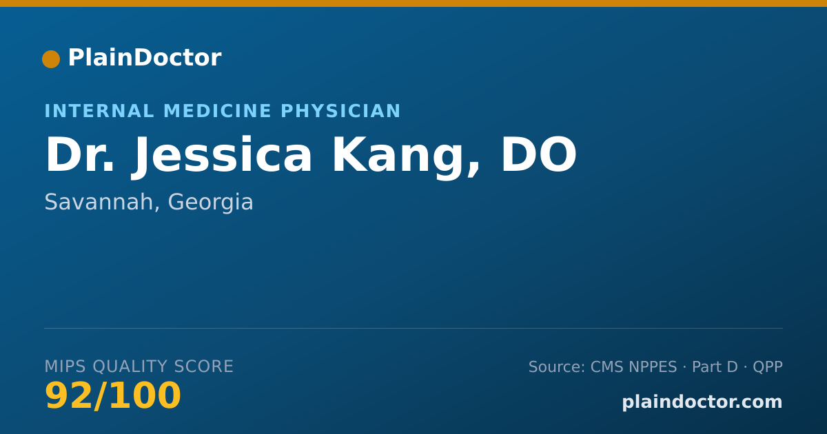 Shareable card for Jessica Kang, DO - Internal Medicine Physician, Savannah, GA