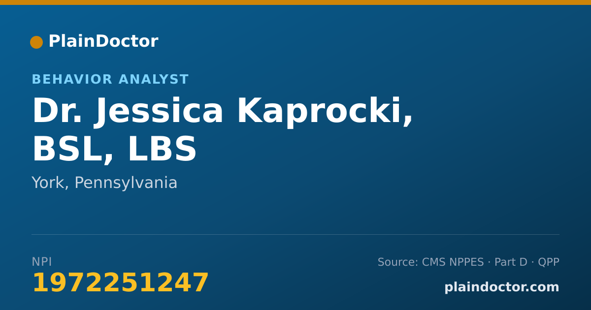 Shareable card for Jessica Kaprocki, BSL, LBS - Behavior Analyst, York, PA