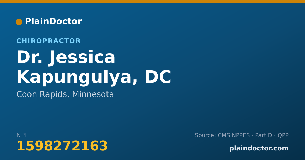 Shareable card for Jessica Kapungulya, DC - Chiropractor, Coon Rapids, MN