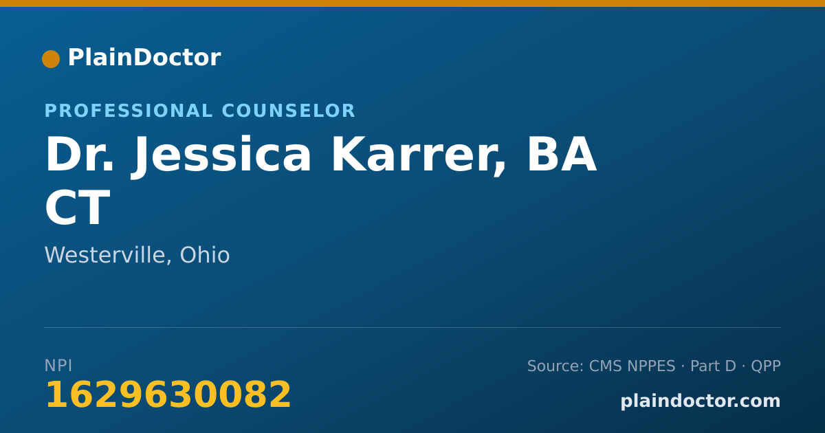 Shareable card for Jessica Karrer, BA CT - Professional Counselor, Westerville, OH