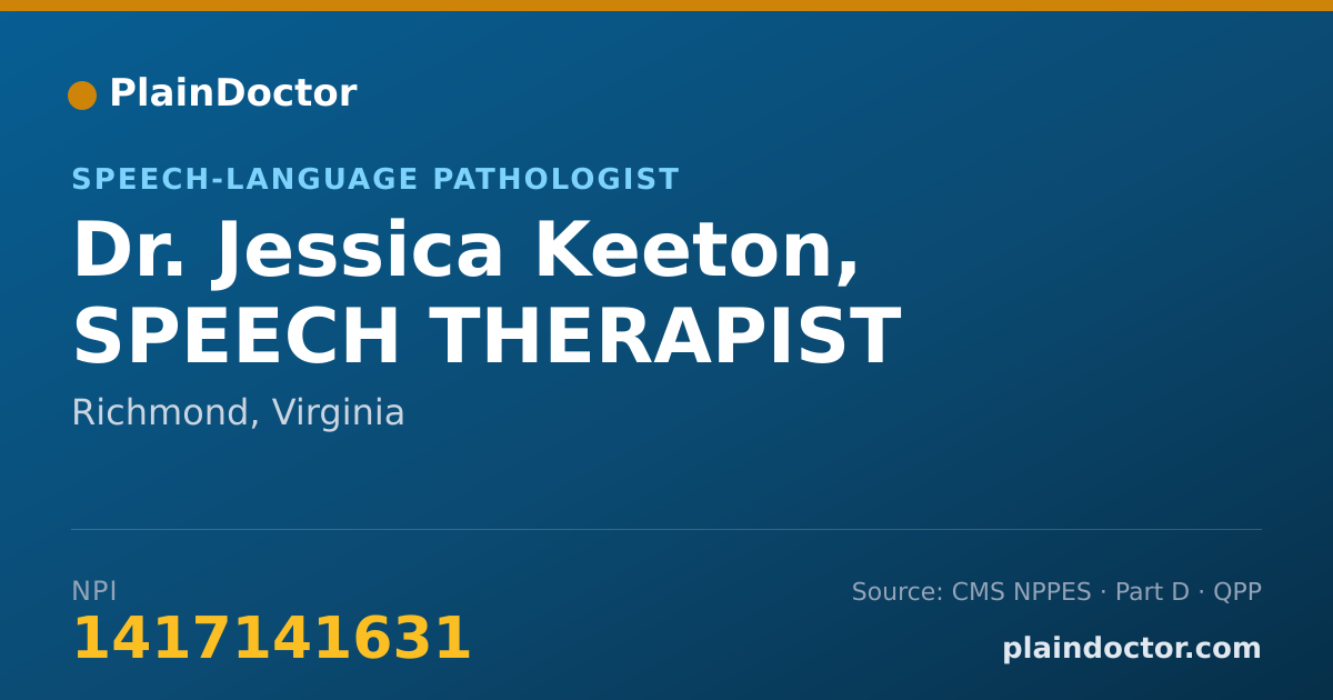 Shareable card for Jessica Keeton, SPEECH THERAPIST - Speech-Language Pathologist, Richmond, VA