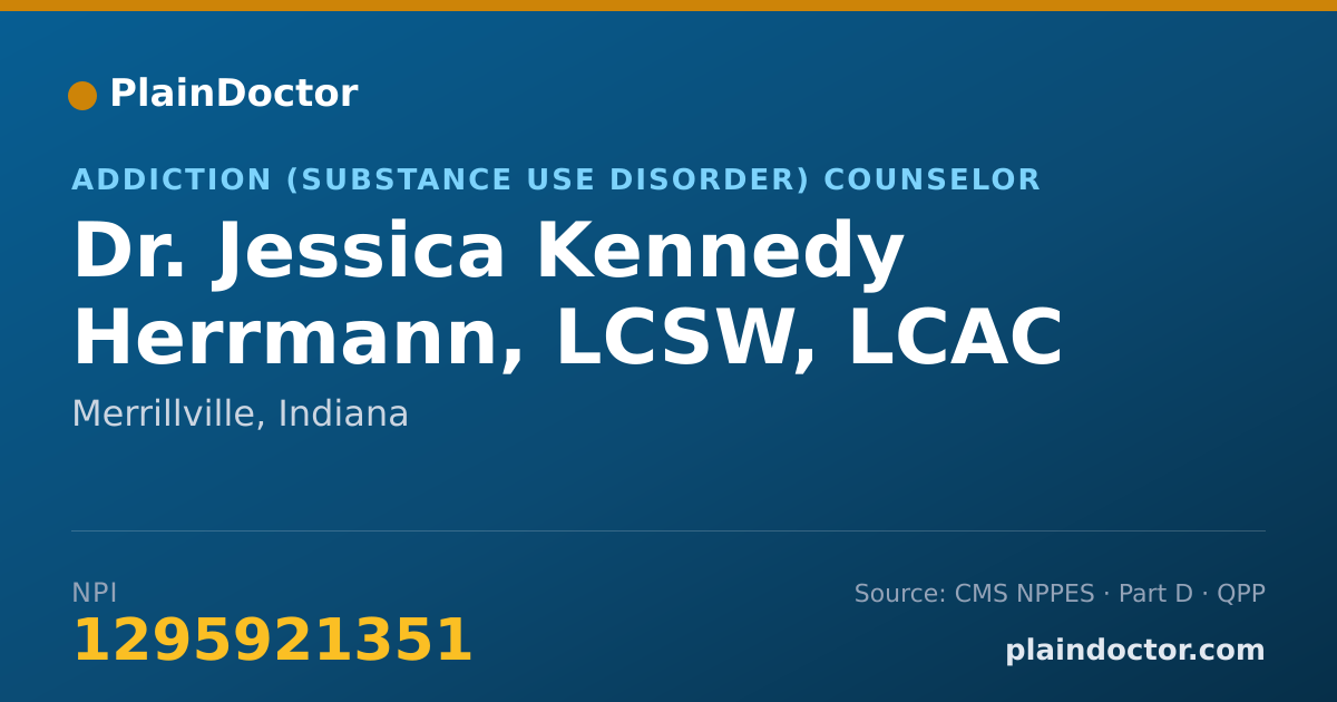 Shareable card for Jessica Kennedy Herrmann, LCSW, LCAC - Addiction (Substance Use Disorder) Counselor, Merrillville, IN
