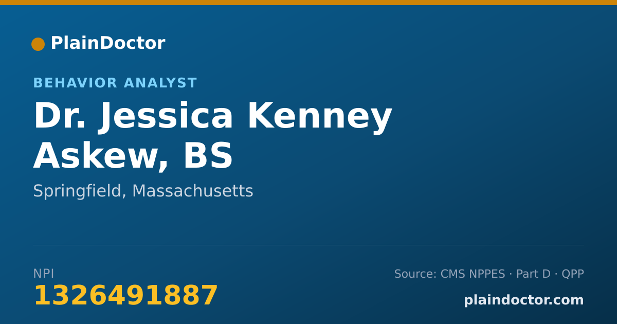 Shareable card for Jessica Kenney Askew, BS - Behavior Analyst, Springfield, MA