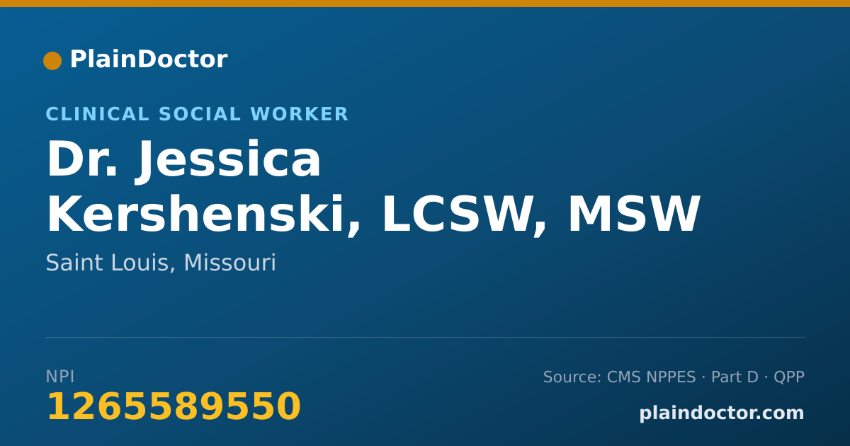 Shareable card for Jessica Kershenski, LCSW, MSW - Clinical Social Worker, Saint Louis, MO