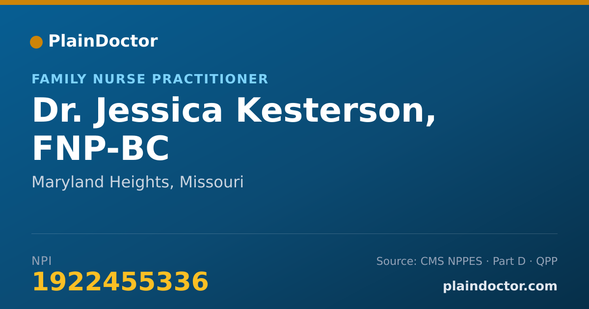 Shareable card for Jessica Kesterson, FNP-BC - Family Nurse Practitioner, Maryland Heights, MO