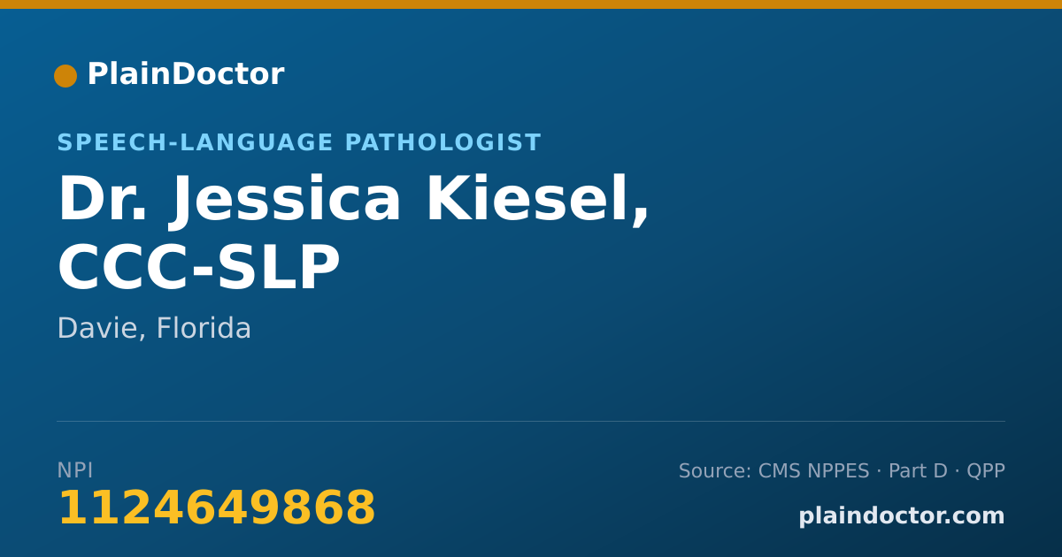 Shareable card for Jessica Kiesel, CCC-SLP - Speech-Language Pathologist, Davie, FL