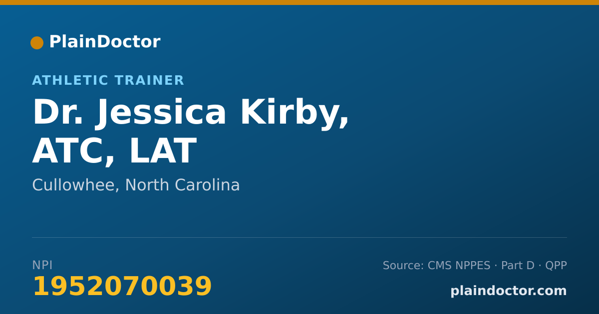 Shareable card for Jessica Kirby, ATC, LAT - Athletic Trainer, Cullowhee, NC