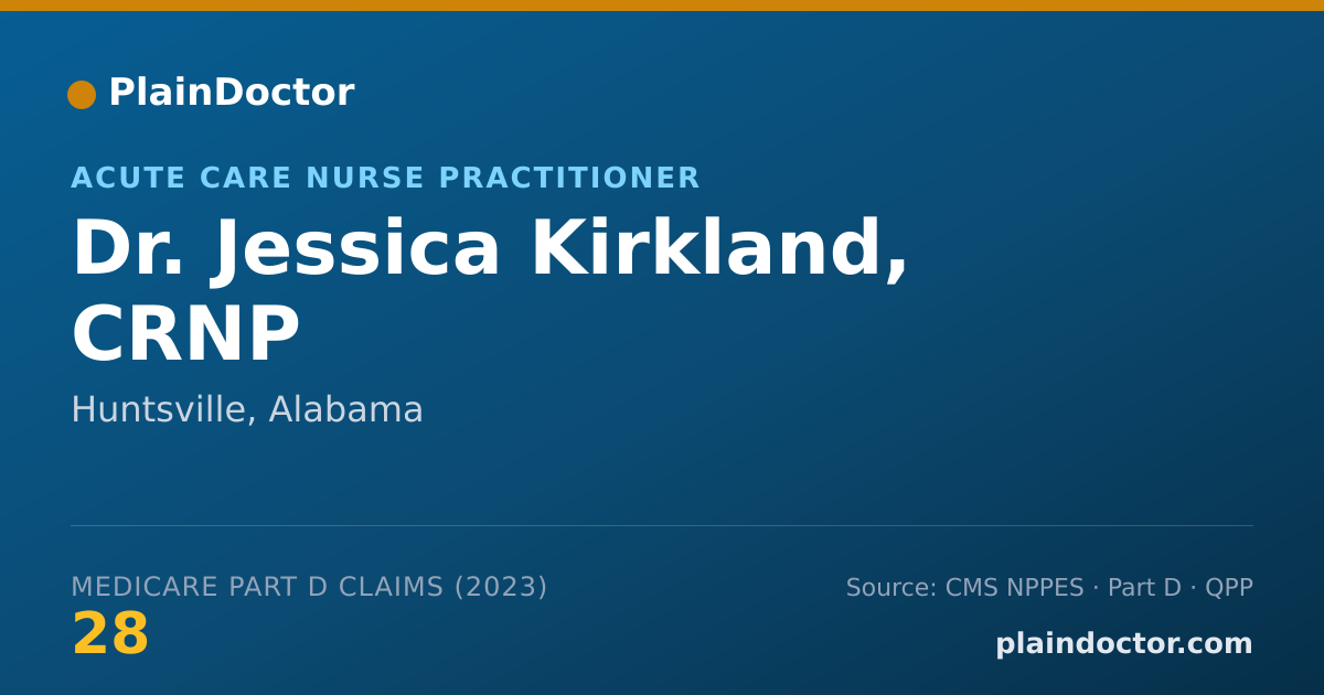 Shareable card for Jessica Kirkland, CRNP - Acute Care Nurse Practitioner, Huntsville, AL