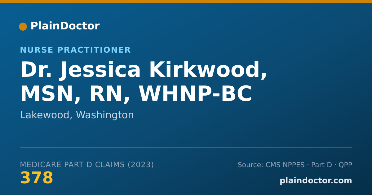 Shareable card for Jessica Kirkwood, MSN, RN, WHNP-BC - Nurse Practitioner, Lakewood, WA