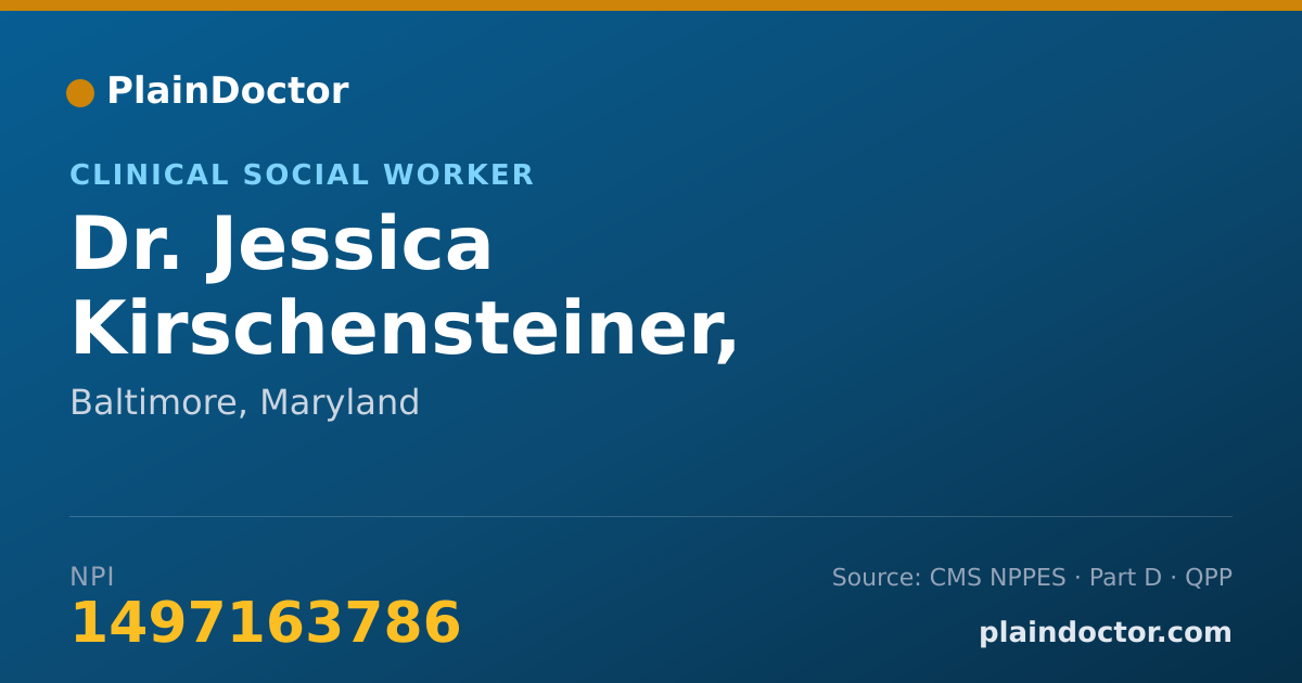 Shareable card for Jessica Kirschensteiner, LCSW-C - Clinical Social Worker, Baltimore, MD