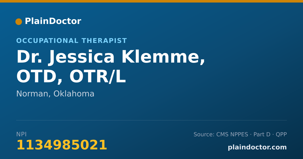 Shareable card for Jessica Klemme, OTD, OTR/L - Occupational Therapist, Norman, OK