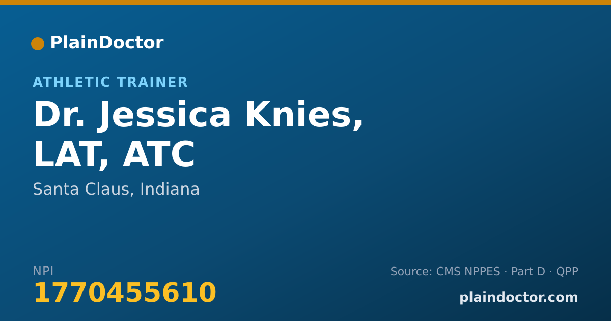 Shareable card for Jessica Knies, LAT, ATC - Athletic Trainer, Santa Claus, IN