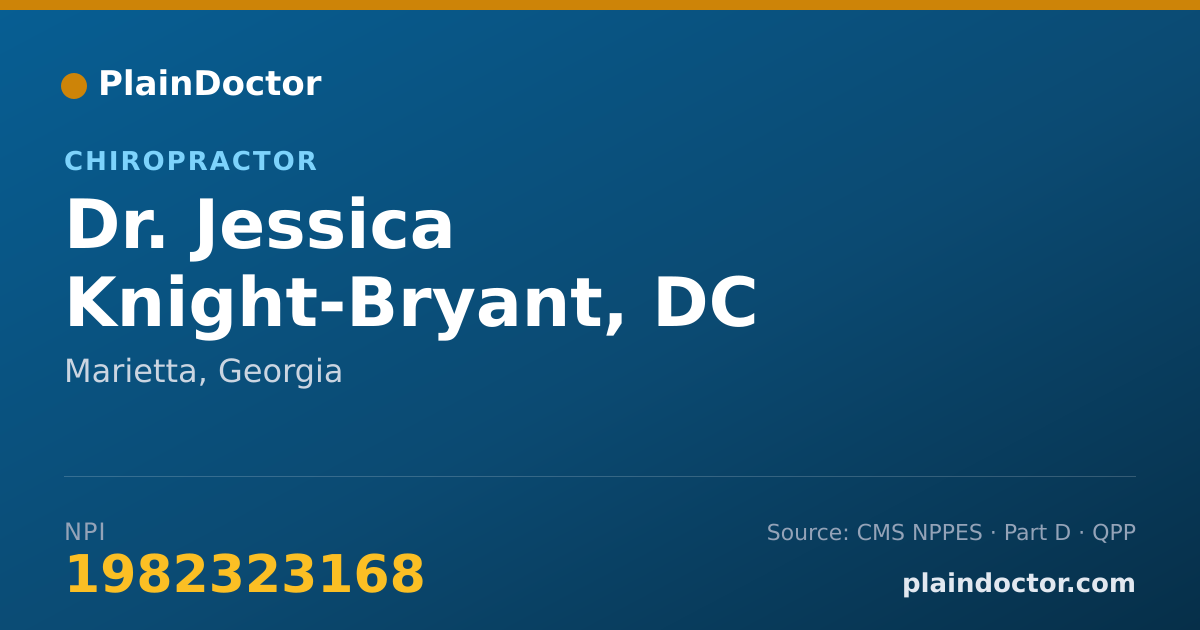 Shareable card for Jessica Knight-Bryant, DC - Chiropractor, Marietta, GA
