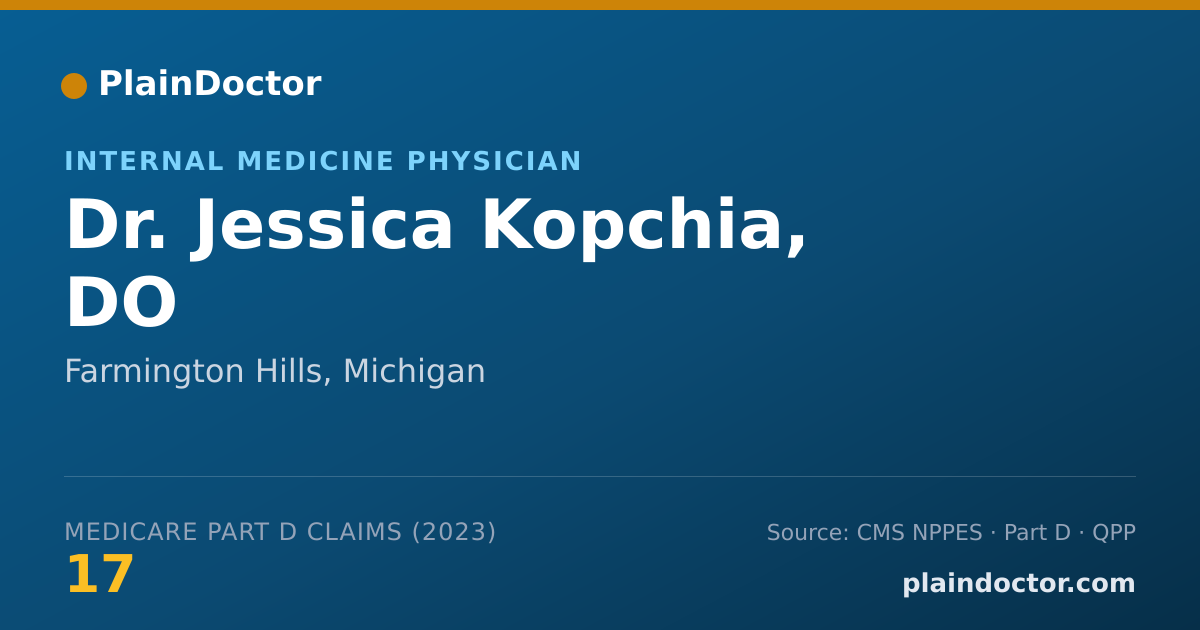 Shareable card for Jessica Kopchia, DO - Internal Medicine Physician, Farmington Hills, MI