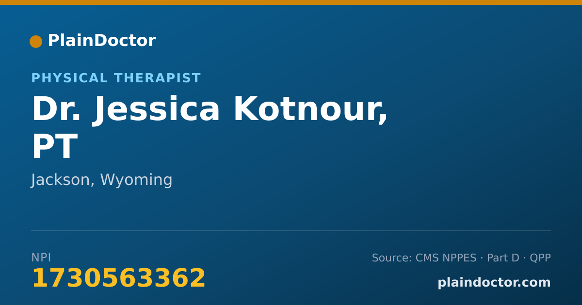 Shareable card for Jessica Kotnour, PT - Physical Therapist, Jackson, WY