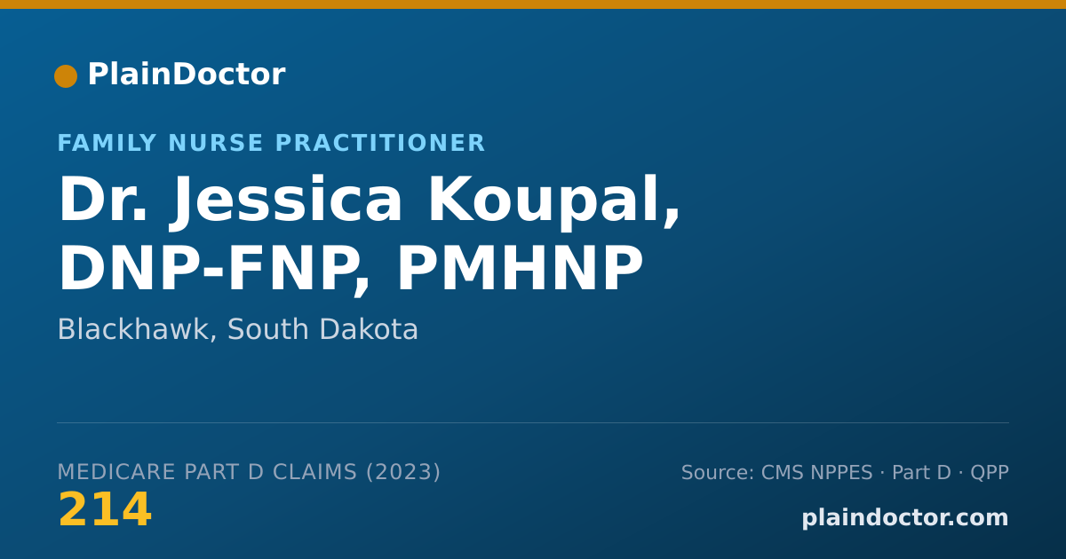 Shareable card for Jessica Koupal, DNP-FNP, PMHNP - Family Nurse Practitioner, Blackhawk, SD