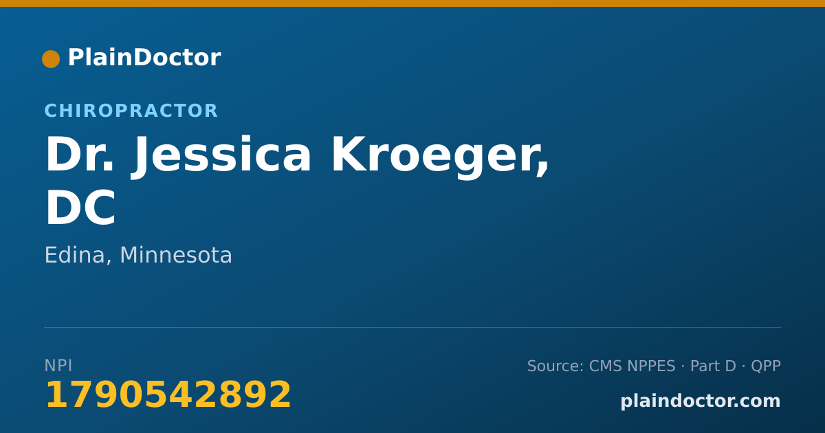 Shareable card for Jessica Kroeger, DC - Chiropractor, Edina, MN