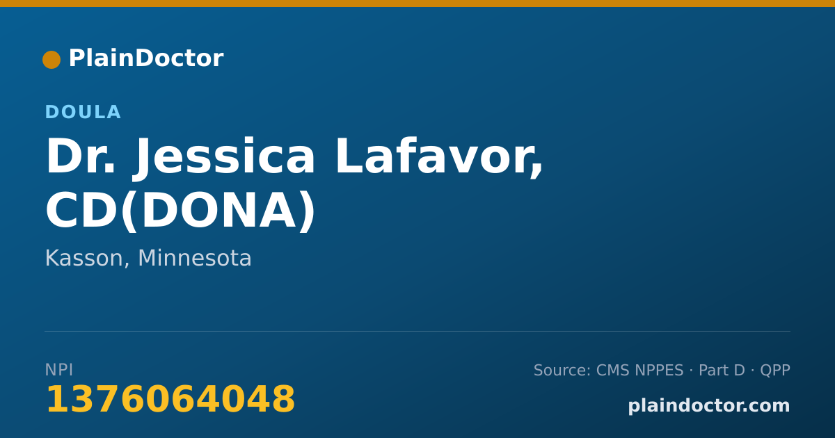 Shareable card for Jessica Lafavor, CD(DONA) - Doula, Kasson, MN