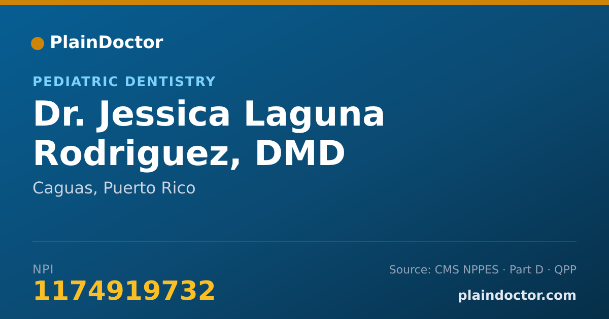 Shareable card for Jessica Laguna Rodriguez, DMD - Pediatric Dentistry, Caguas, PR